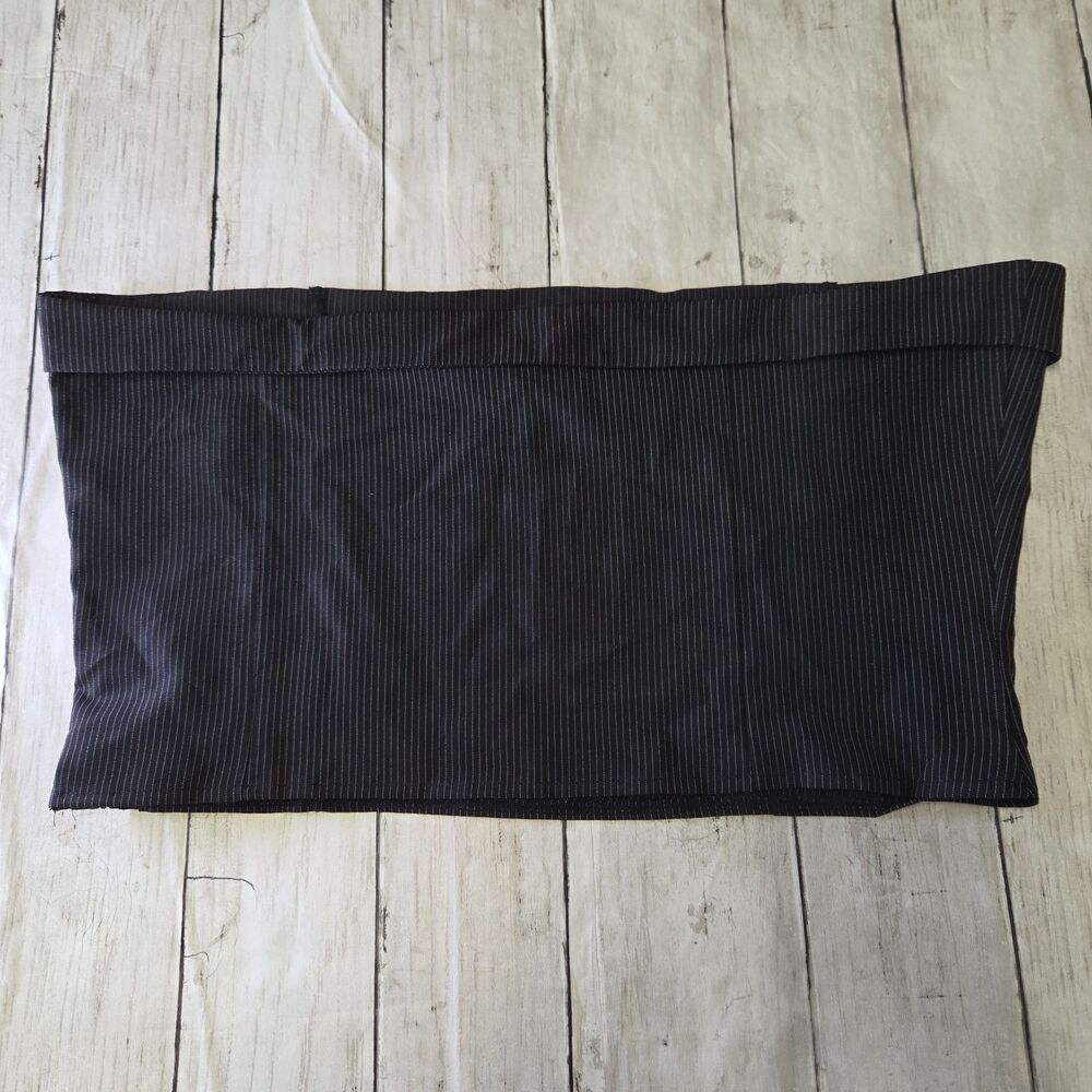 PLT Black Pinstripe Strapless Corset Top Bandeau Bustier Women Sz12 90s - Picture 3 of 11